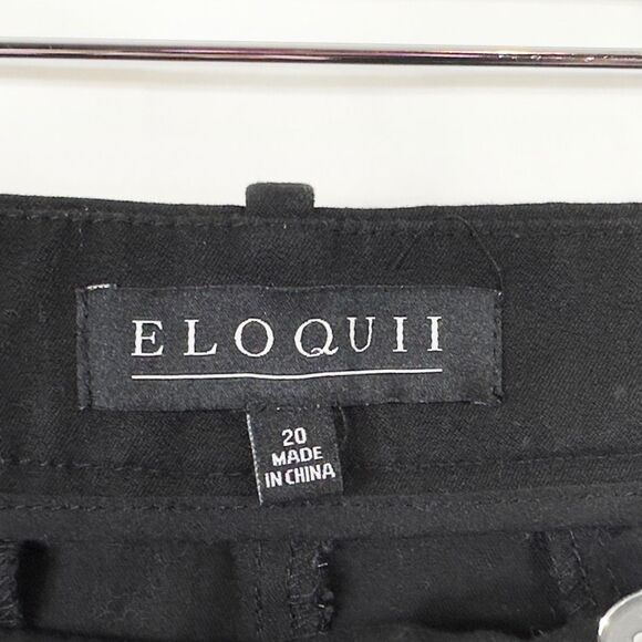 Elloquii Plus Size 20 Capri Pants Black Trousers Cropped Stretch Step Hem 1666 - Picture 7 of 8